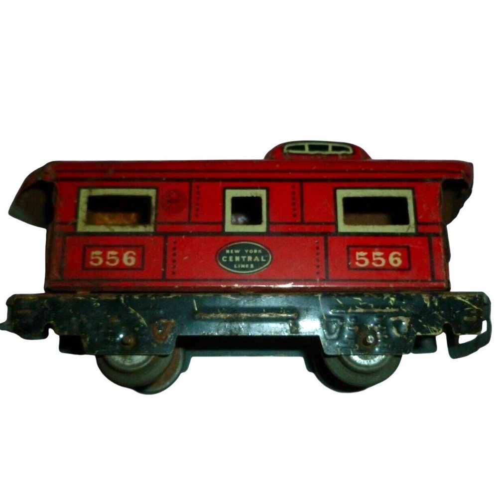Vintage Marx New York Central Lines 556 Tin Litho Red Caboose Toy Train‎ Car
